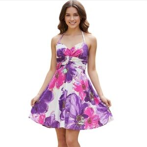 Ruby Rox Women's/Juniors Purple Floral
Halter Dress Size 9
